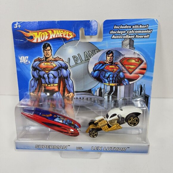 Hot Wheels Superman Vs Lex Luthor Die Cast Cars Set & Sticker DC Comics - Picture 10 of 10